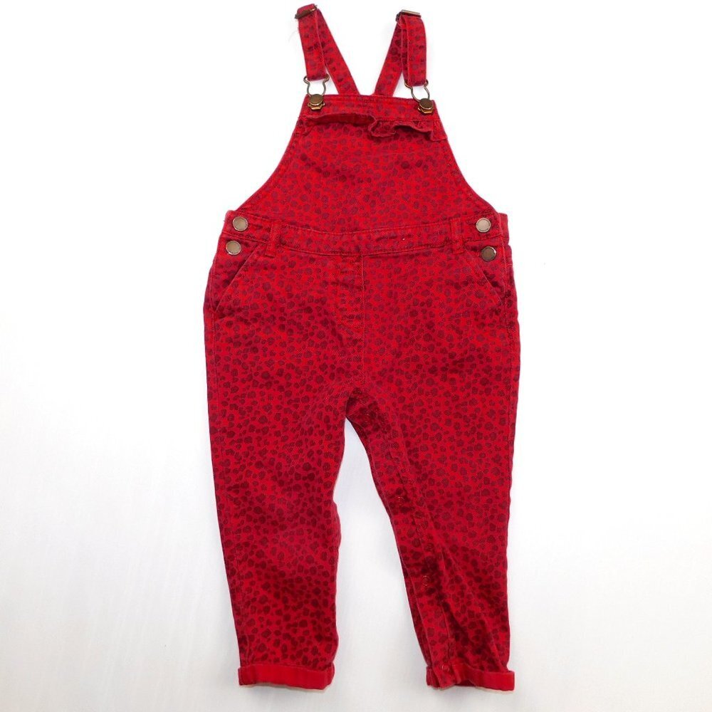 NEXT Months Red Maroon Cheetah Print overalls Baby Girls 18-24